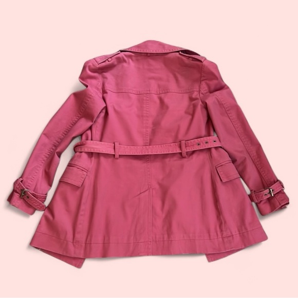 Super Cute & Unique Express Canvas Cotton Pink Trench Coat Jacket W/ Belt small - Picture 5 of 15